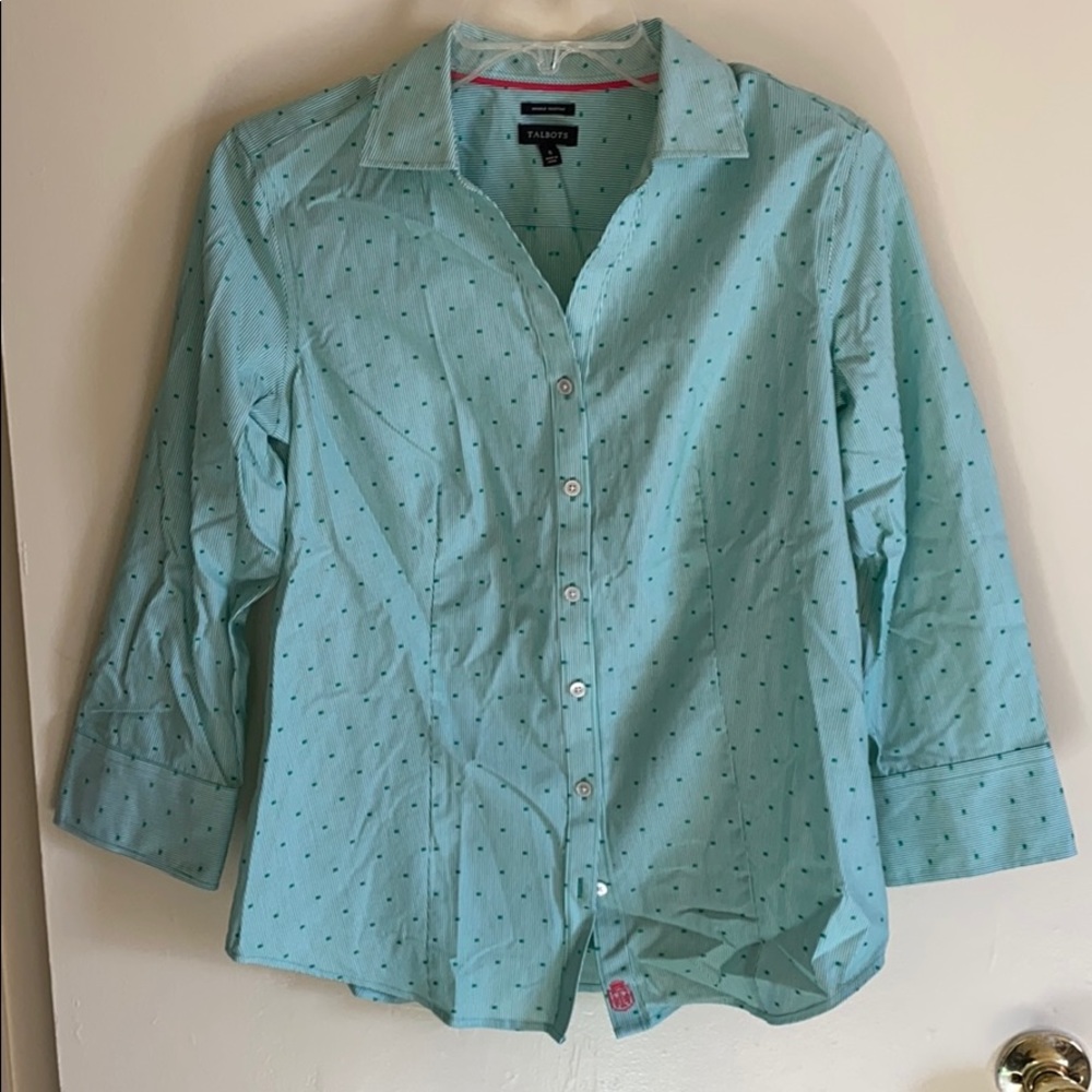 Talbots 3/4 sleeve button down blouse size 6